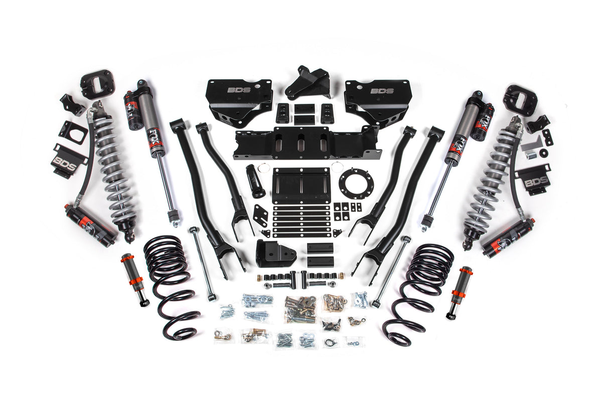 BDS Suspension 19-24 Ram 2500 4WD 4 Inch 4-Link Suspension Lift Kit, 2.5 Inch Rear, Coil Spring, Diesel - Fox 2.5 Performance Elite Series C/O Front, FOX 2.0 Front Bump, Fox 2.5 Performance Elite Series Rear BDS Suspension (BDS1674PESB)