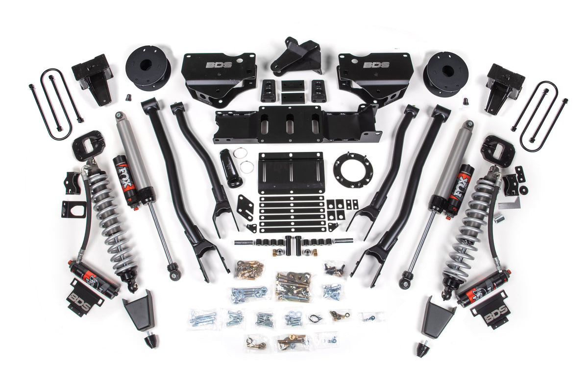 BDS Suspension 19-24 Ram 3500 4WD 6 Inch 4-Link Suspension Lift Kit, 5 Inch Rear, Block w/o Overload, 6 Bolt Diesel - Fox 2.5 Performance Elite Series C/O Front, FOX 2.0 Front Bump, Fox 2.5 Performance Elite Series Rear BDS Suspension (BDS1690PESB)