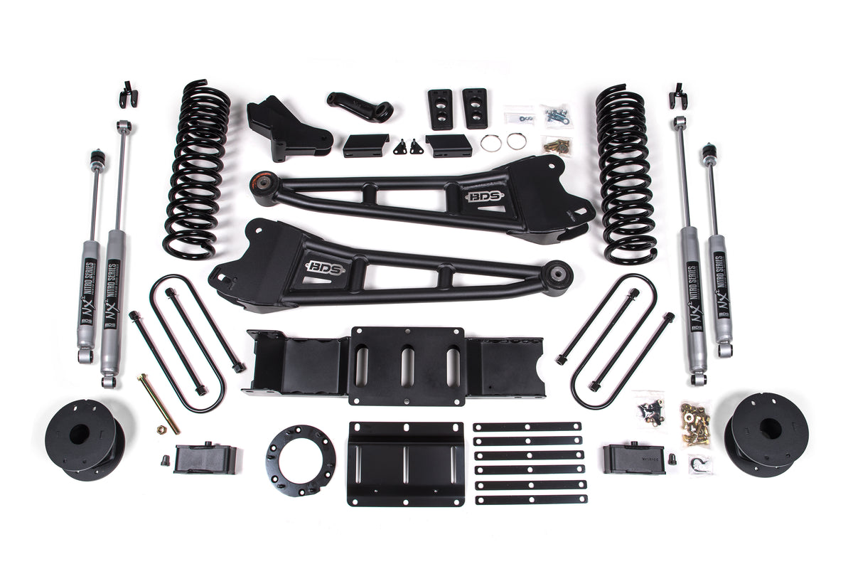 BDS Suspension 4 Inch Lift Kit w/ Radius Arm Ram 3500 w/ Rear Air Ride 19-24 4WD Gas Fox 2.0 Performance Shocks (BDS1722FS)