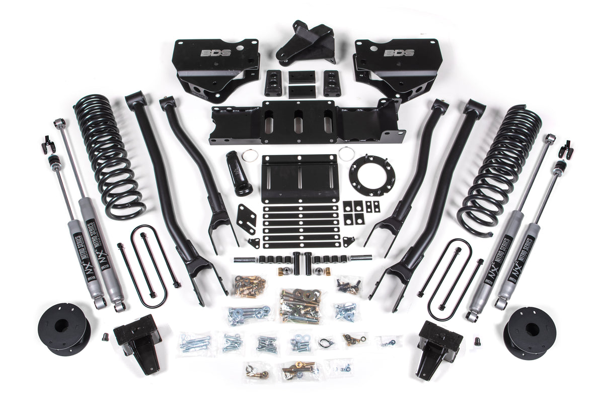 BDS Suspension 5.5 Inch Lift Kit w/ 4-Link Ram 3500 w/ Rear Air Ride 19-24 4WD Gas NX2 Nitro Shocks (BDS1734H)