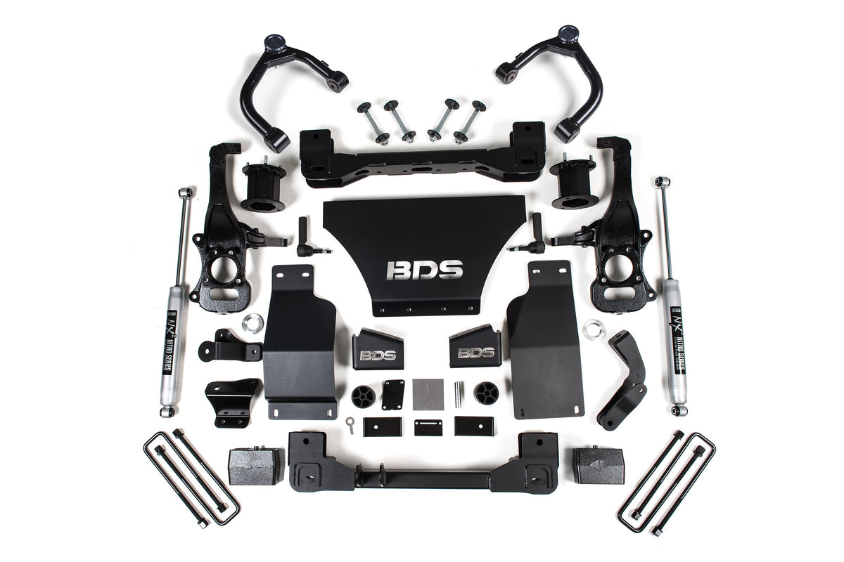 BDS Suspension 4 Inch Lift Kit Silverado/Sierra 1500 19-24 4WD Gas Strut Spacer NX2 Nitro (BDS1800H)