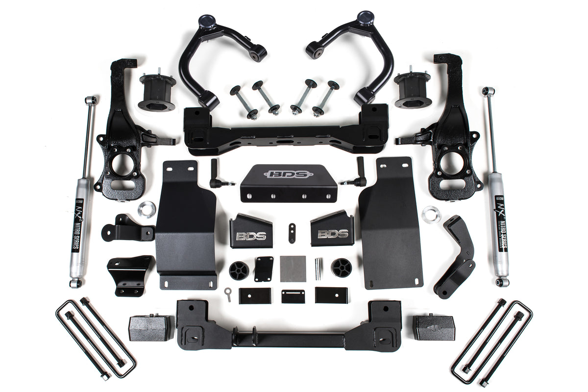 BDS Suspension 4 Inch Lift Kit Silverado/Sierra 1500 19-24 4WD Diesel Strut Spacer NX2 Nitro (BDS1802H)