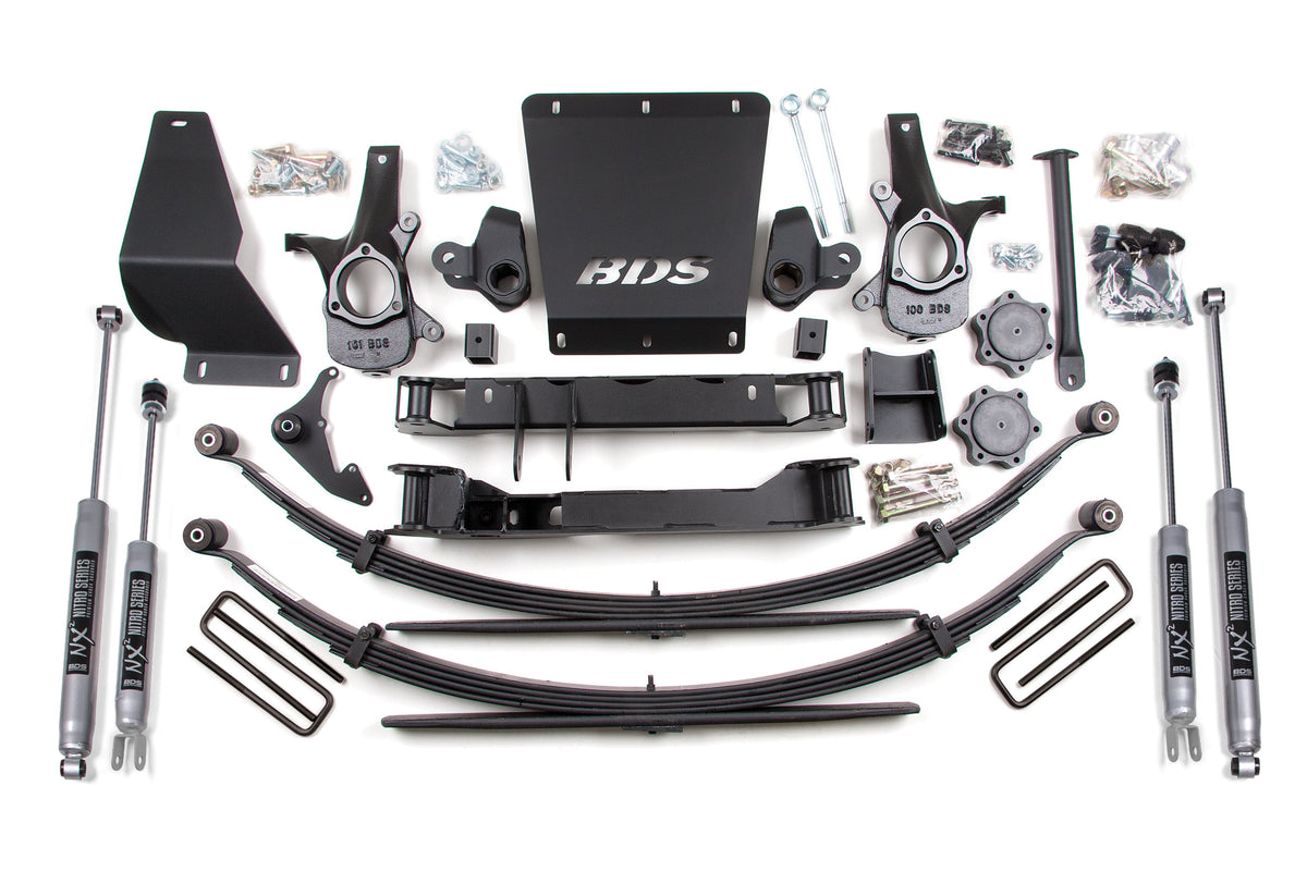 BDS Suspension 99-06 Chevy Silverado or GMC Sierra 1500 4WD 6 Inch Lift Kit Rear Lift: Leaf Springs NX2 Nitro Shocks BDS Suspension (BDS180H)