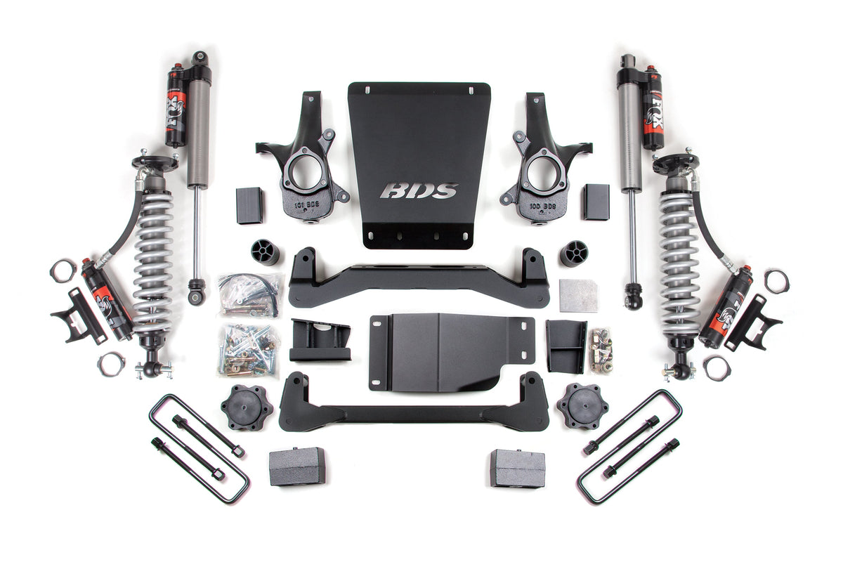 BDS Suspension 4 Inch Lift Kit FOX 2.5 Performance Elite 5 Inch Block Lift Coil-Over 07-13 Silverado/Sierra 1500 4WD BDS Suspension (BDS184PES)