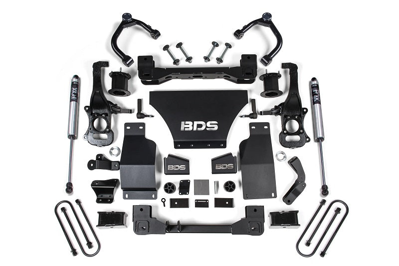 BDS Suspension 25-Up Silverado/Sierra 1500 4WD 4 Inch Suspension Lift Kit V8 Gas 3 Inch Rear Block Spacer Front Fox 2.0 PS Rear BDS Suspension (BDS1851FS)