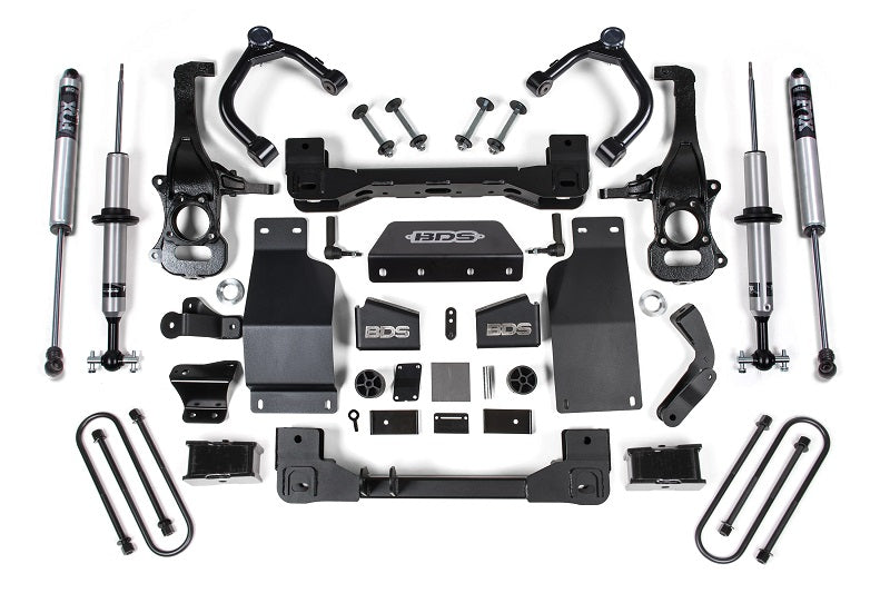 BDS Suspension 25-Up Silverado/Sierra 1500 4WD 4 Inch Suspension Lift Kit 3.0 Diesel / 2.7 Gas 3 Inch Rear Block Fox 2.0 IFP PS Snap Ring Strut Front Fox 2.0 IFP PS Rear BDS Suspension (BDS1853FSR)
