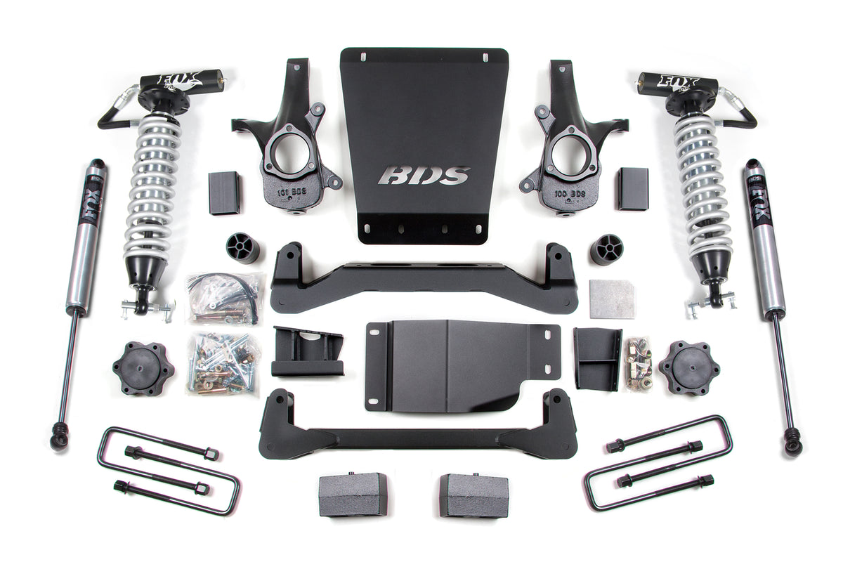 BDS Suspension 4 Inch Lift Kit FOX 2.5 Coil-Over Silverado/Sierra 1500 07-13 4WD Leaf Springs Fox 2.5 Performance Shocks (BDS185FDSC)