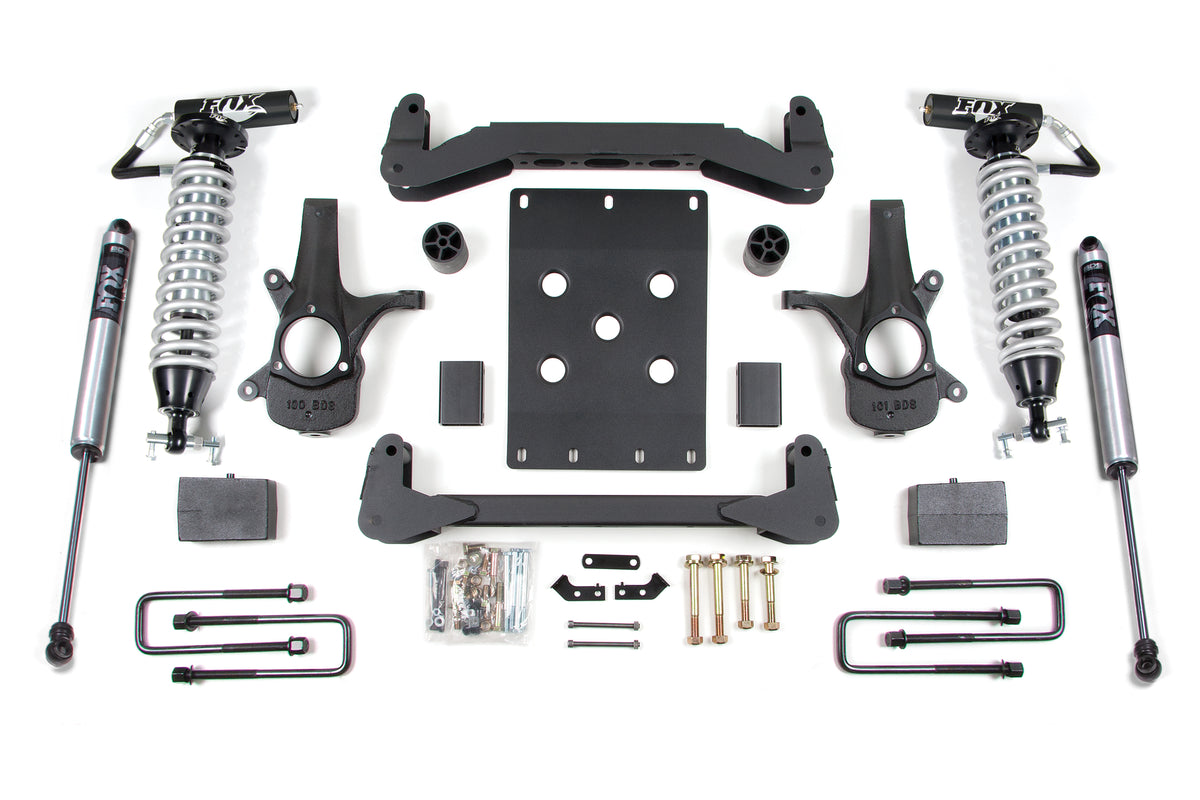 BDS Suspension 4 Inch Lift Kit FOX 2.5 Coil-Over Leaf Springs Silverado/Sierra 1500 07-13 2WD Fox 2.5 Performance Shocks (BDS187FDSC)