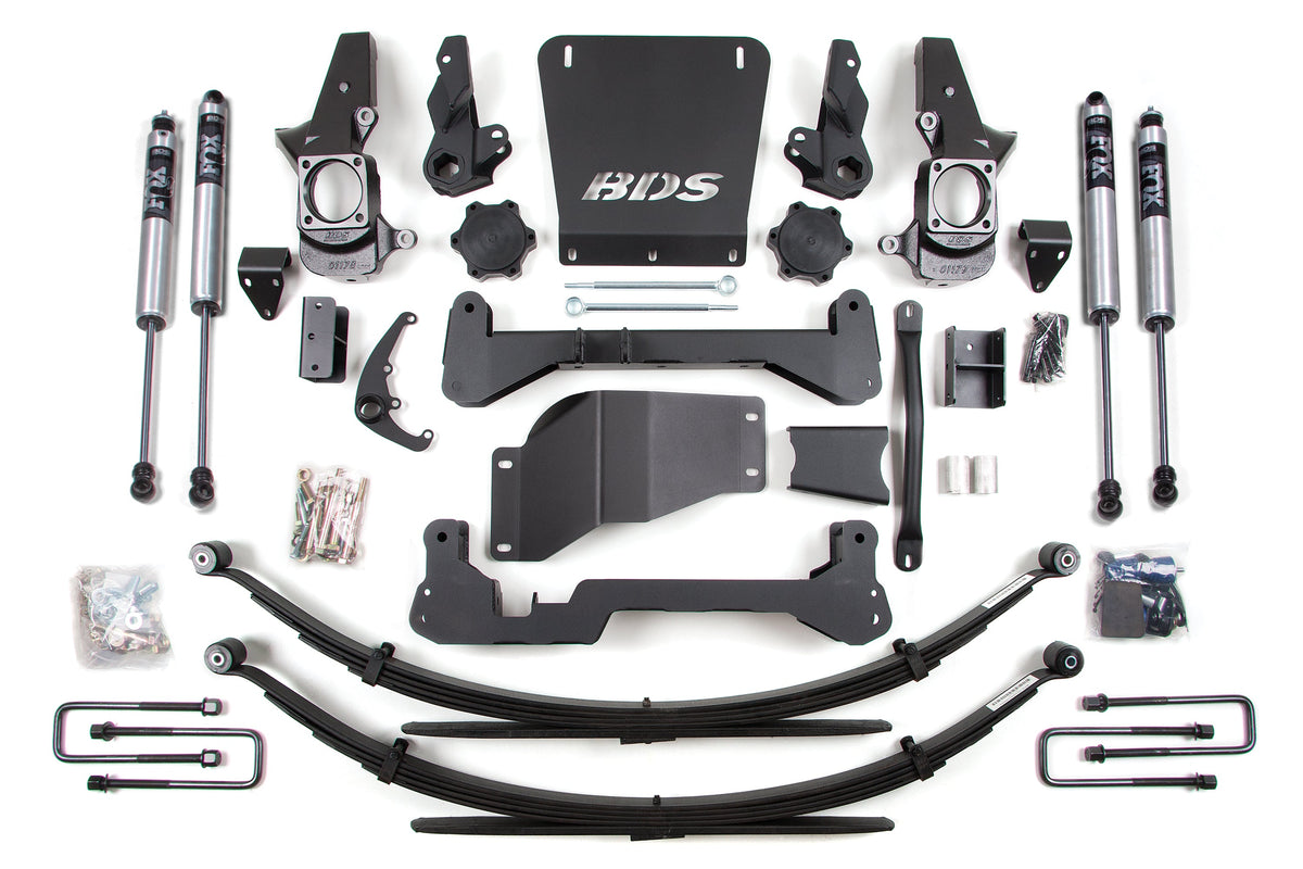 BDS Suspension 7 Inch Lift Kit Silverado/Sierra 2500HD/3500 01-10 4WD Standard Knuckle Leaf Springs Fox 2.0 Performance (BDS190FS)