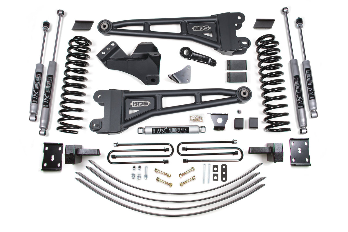 BDS Suspension 6 Inch Lift Kit w/ Radius Arm Ford F250/F350 Super Duty 05-07 4WD Diesel 4 Inch Block Add A Leaf Without Overload NX2 Nitro (BDS1944H)