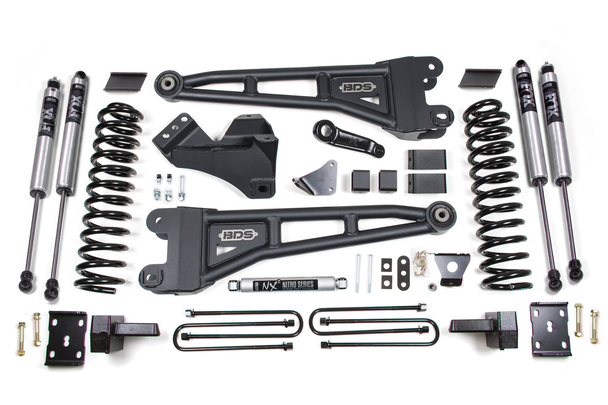 BDS Suspension 6 Inch Lift Kit w/ Radius Arm Ford F250/F350 Super Duty 05-07 4WD Gas 4 Inch Block Without Overload Fox 2.0 Performance (BDS1948FS)