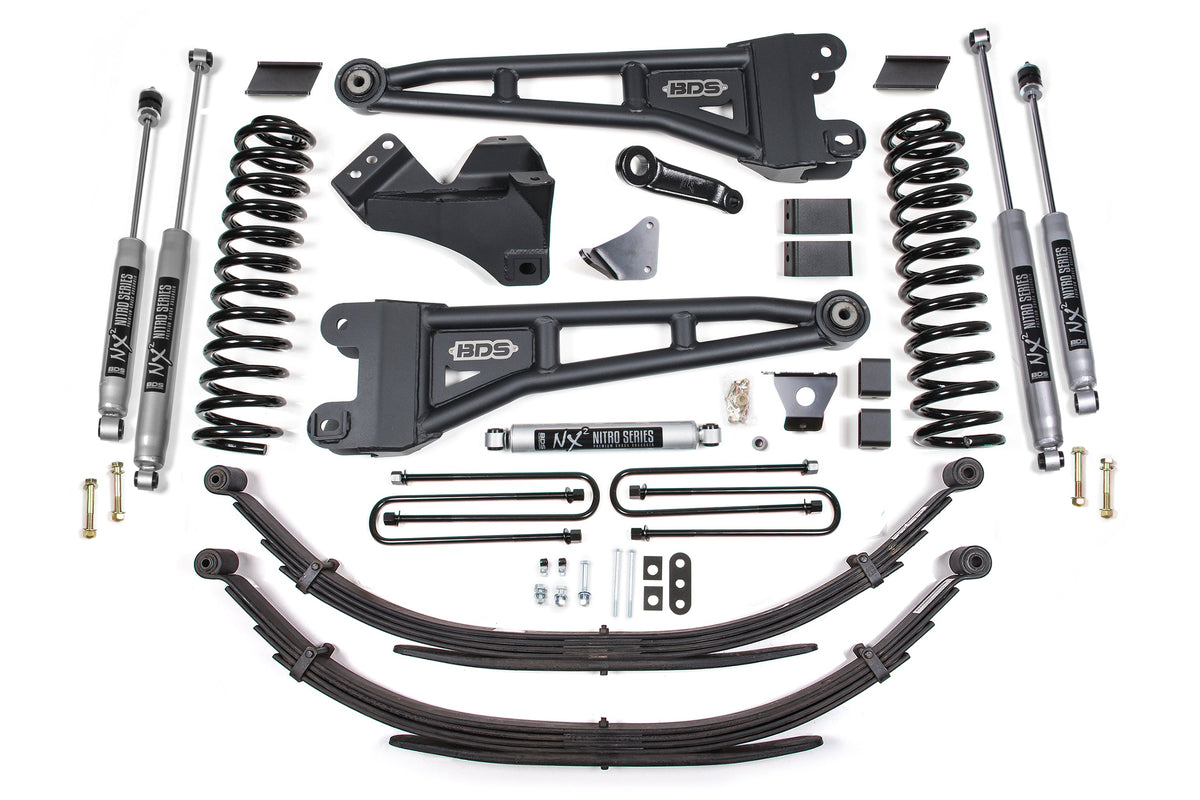 BDS Suspension 6 Inch Lift Kit w/ Radius Arm Ford F250/F350 Super Duty 05-07 4WD Gas 6 Inch Leaf Springs NX2 Nitro (BDS1952H)