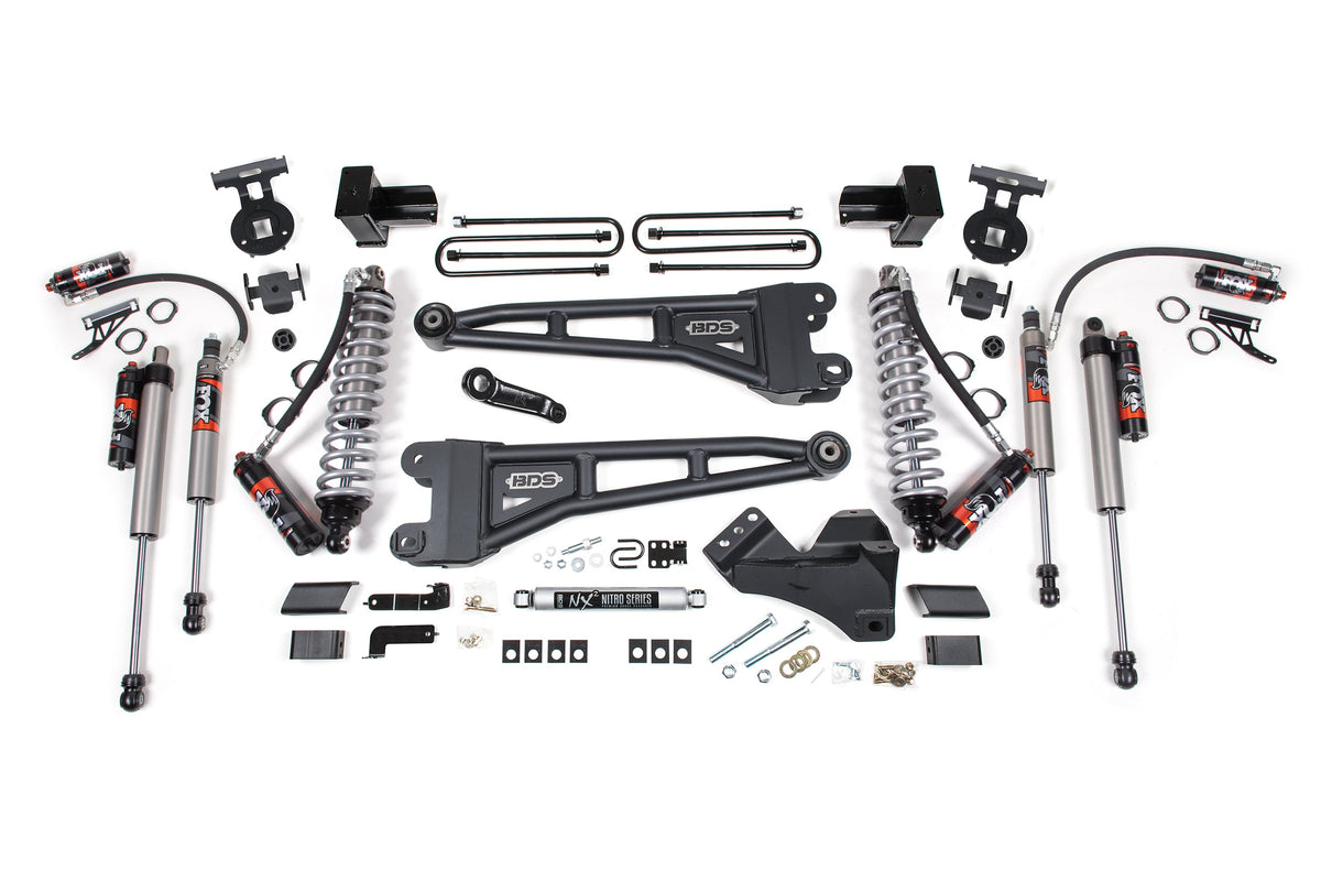 BDS Suspension 20-22 Ford F-350 4WD 5 Inch Radius Arm Suspension Lift Kit, 2 Inch Rear, Block, Diesel, Dually - Fox 2.5 Performance Elite Series C/O Front, Fox 2.5 Performance Elite Series Aux Front, Fox 2.5 Performance Elite Series Rear (BDS1971FPE)