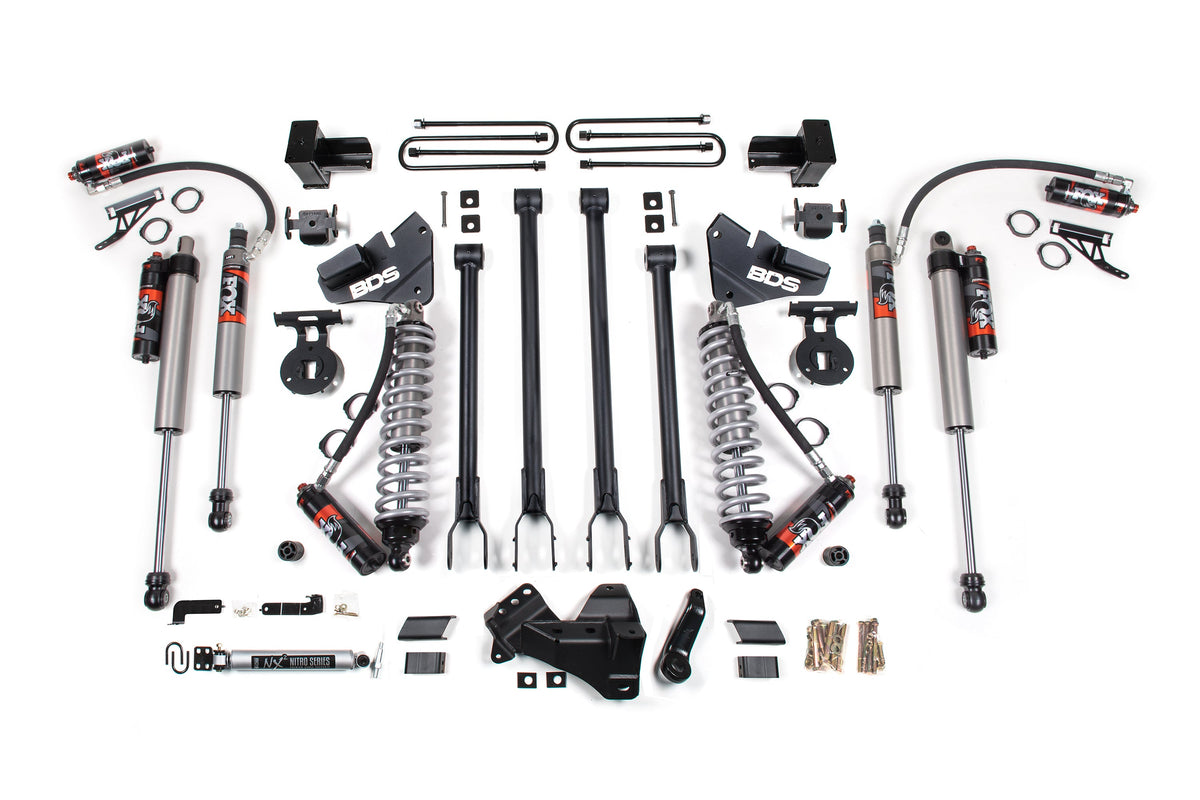 BDS Suspension 20-22 Ford F-350 Dually 4WD 4 Inch 4-Link Suspension Lift Kit, 2 Inch Rear, Block, Diesel - Fox 2.5 Performance Elite Series C/O Front, Fox 2.5 Performance Elite Series Aux Front, Fox 2.5 Performance Elite Series Rear (BDS1974FPE)