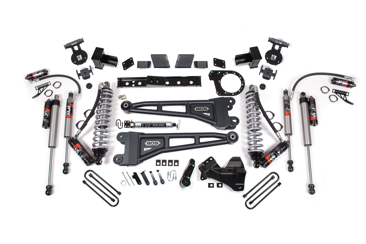 BDS Suspension 6 Inch Lift Kit w/ Radius Arm FOX 2.5 Performance Elite Coil-Over Conversion Ford F250/F350 Super Duty 17-19 4WD Diesel 5 Inch Block With 3 Leaf Main Performance Elite (BDS1984FPE)