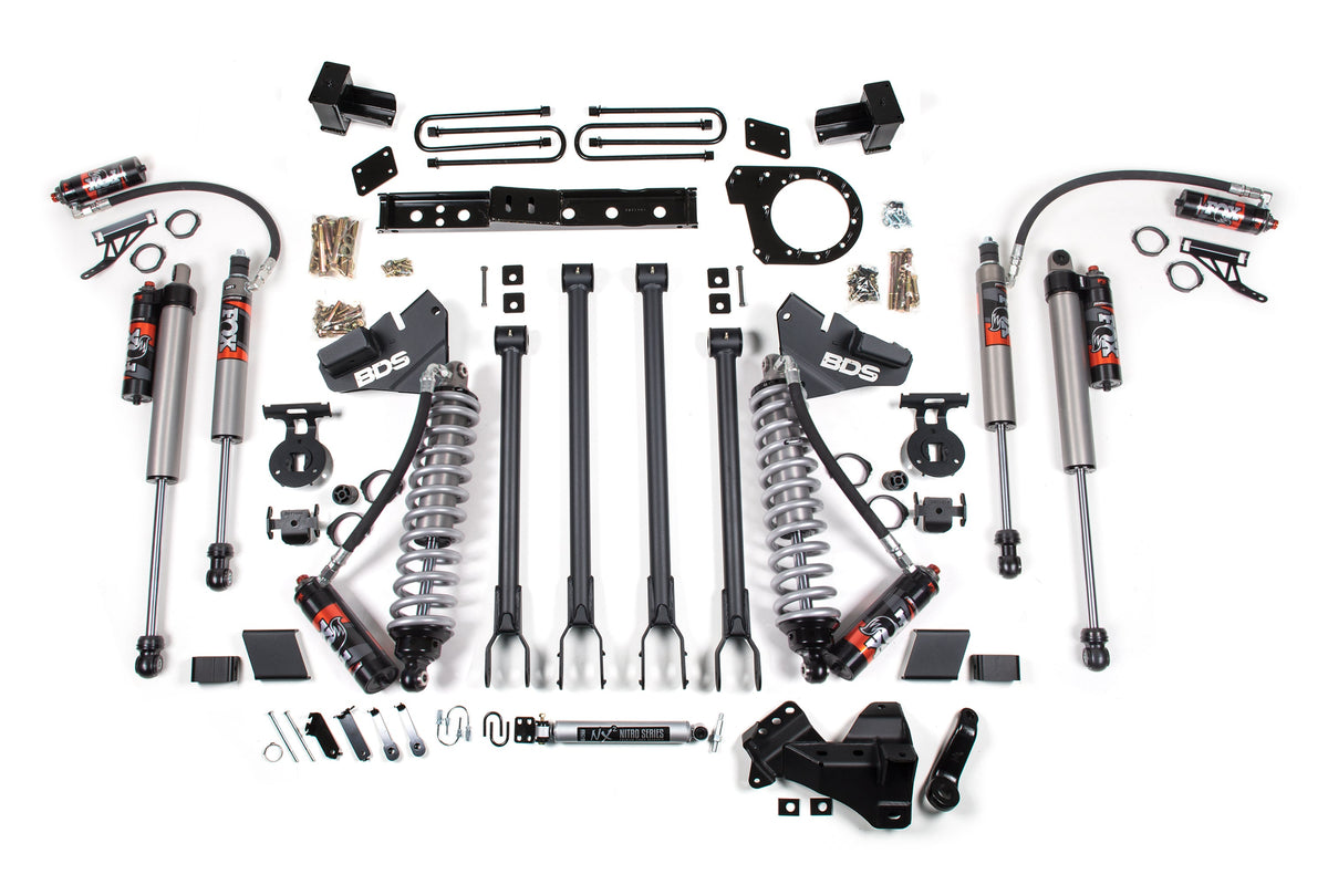 BDS Suspension 7 Inch Lift Kit w/ 4-Link FOX 2.5 Performance Elite Coil-Over Conversion Ford F250/F350 Super Duty 20-22 4WD Diesel Block Kit (BDS1985FPE)