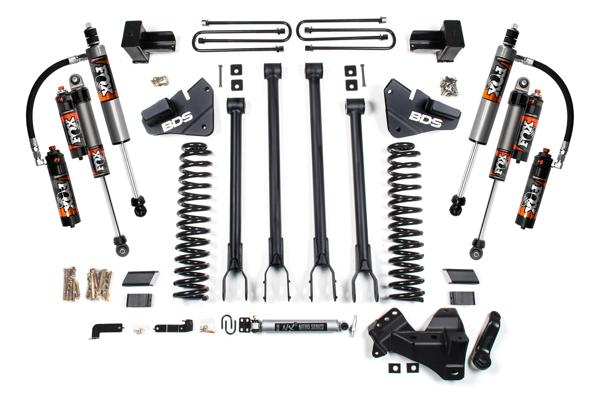 BDS Suspension 4 Inch Lift Kit w/ 4-Link Ford F350 Super Duty DRW 20-22 4WD Diesel Fox 2.5 Performance Elite Shocks (BDS1996FPE)