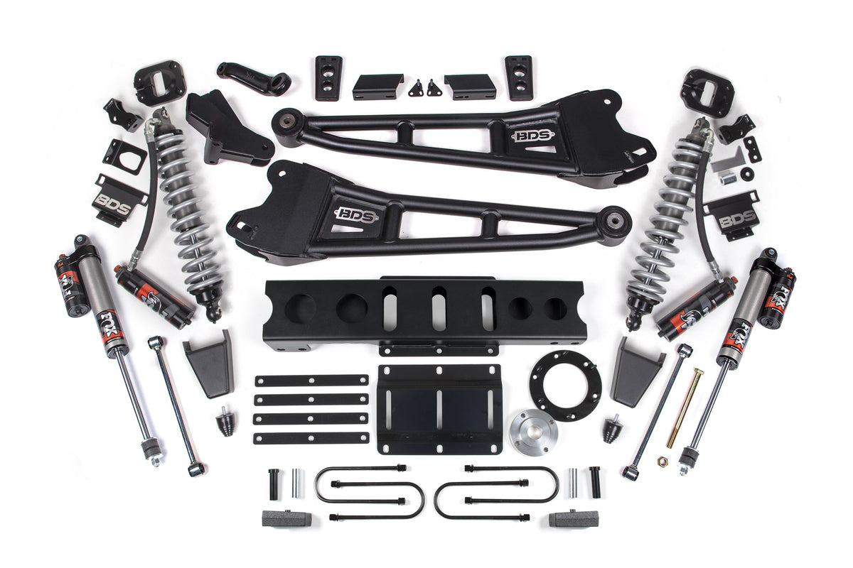 BDS Suspension 13-18 Ram 3500 4WD 4 Inch Radius Arm Suspension Lift Kit, 2 Inch Rear, Block, 6 Bolt Diesel - Fox 2.5 Performance Elite Series C/O Front, Fox 2.5 Performance Elite Series Rear BDS Suspension (BDS2129PES)