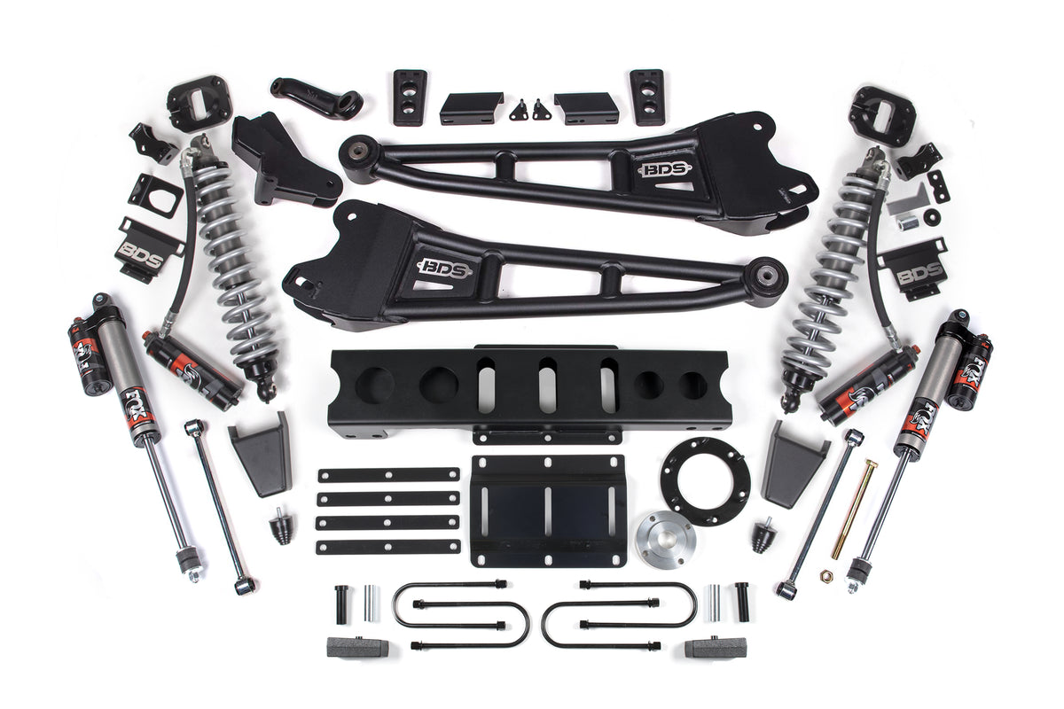 BDS Suspension 13-18 Ram 3500 4WD 4 Inch Radius Arm Suspension Lift Kit, 2 Inch Rear, Block, 8 Bolt Diesel - Fox 2.5 Performance Elite Series C/O Front, Fox 2.5 Performance Elite Series Rear BDS Suspension (BDS2131PES)