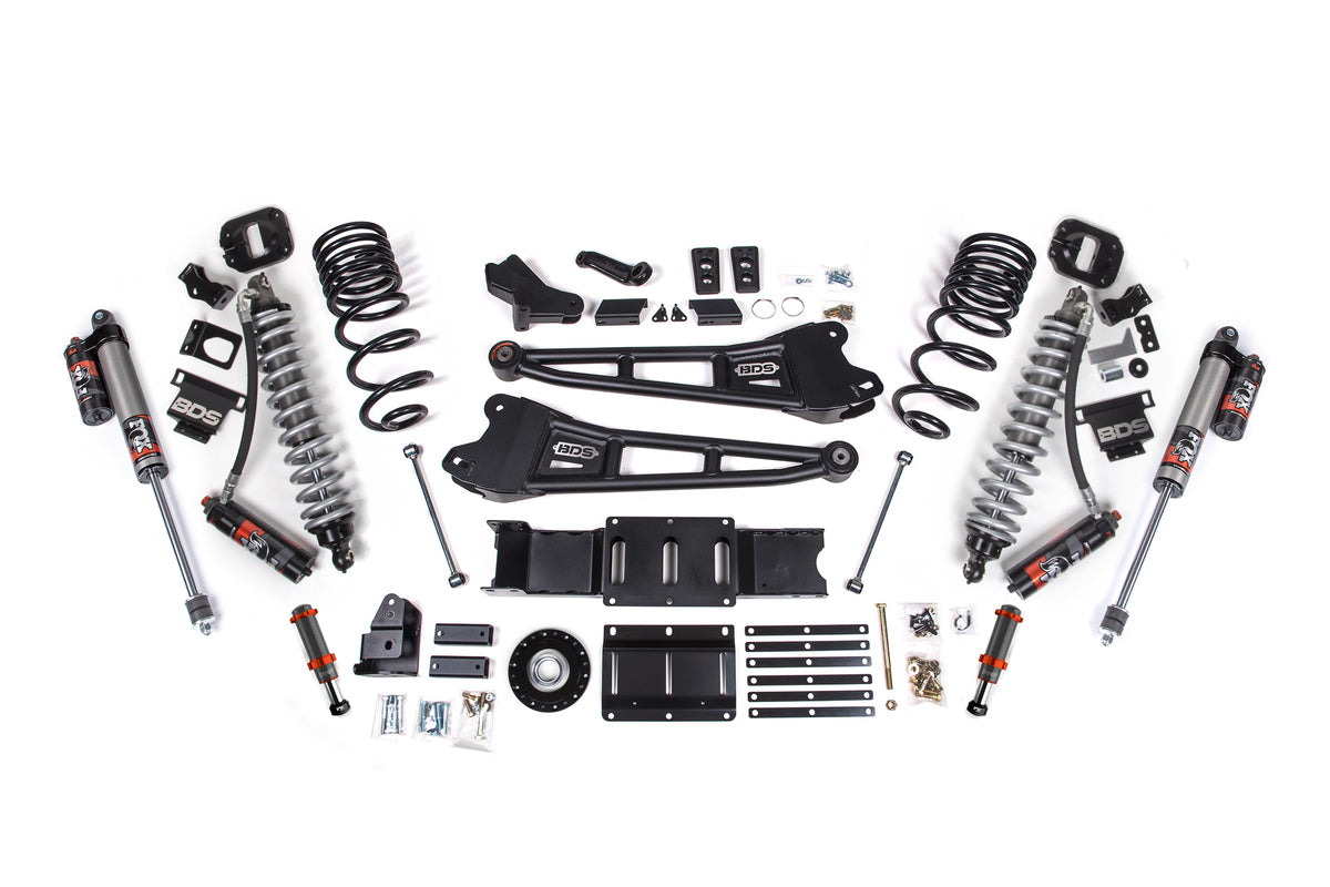 BDS Suspension 2025 Ram 2500 4WD (Diesel) 4 Inch Radius Arm Suspension Lift Kit W/ Indexing Ring, 2.5 Inch Rear Lift, Coil Spring - Fox 2.5 PES C/O, Fox 2.0 IFP Bump Stop, Fox 2.5 PES Shocks BDS Suspension (BDS2137PESB)