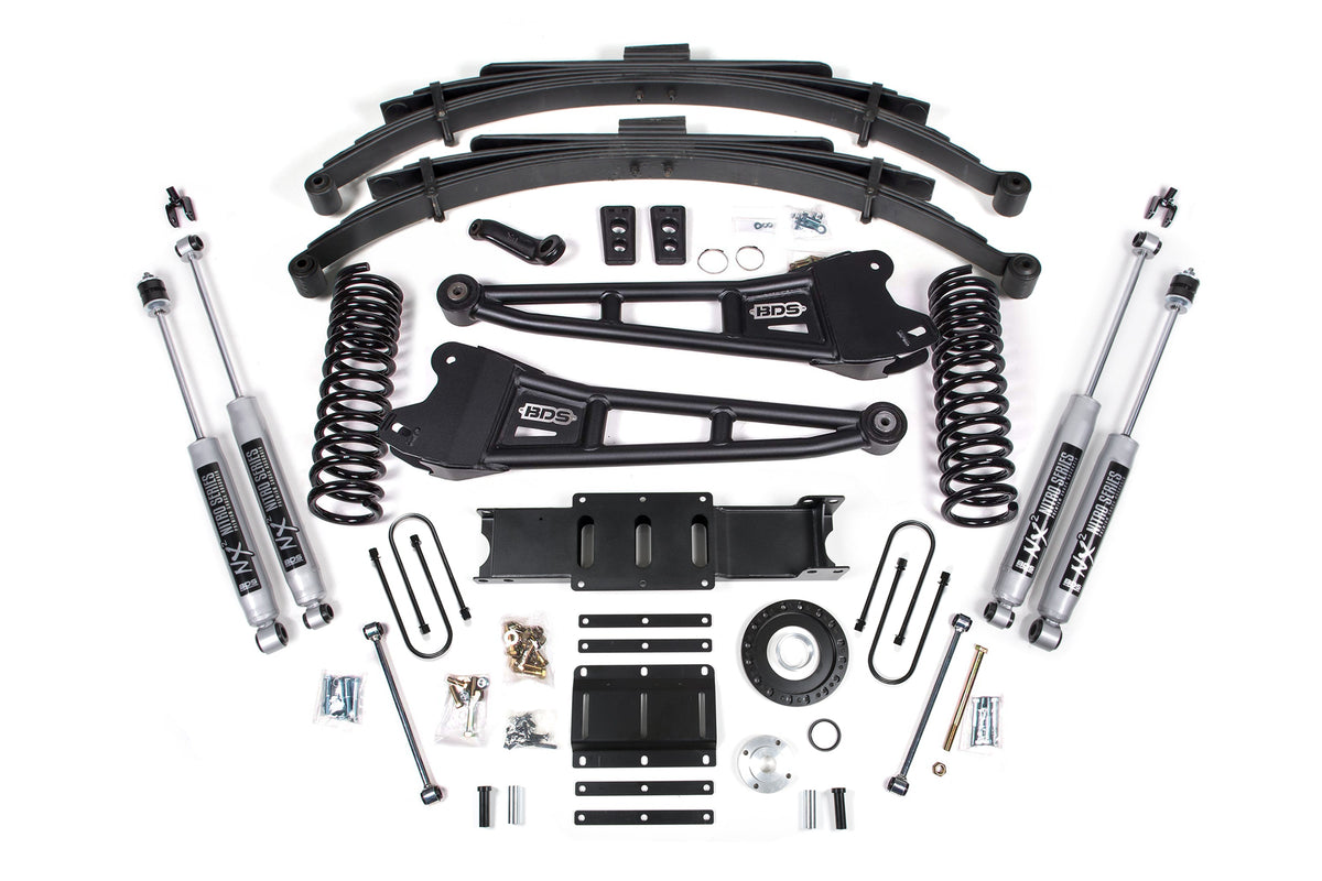 BDS Suspension 13-18 Ram 3500 4WD (Diesel) 6 Inch Radius Arm Suspension Lift Kit, 8-Bolt Indexing Ring, 4 Inch Rear Lift, Block - Fox 2.0 IFP Performance Series Shocks BDS Suspension (BDS2139FS)