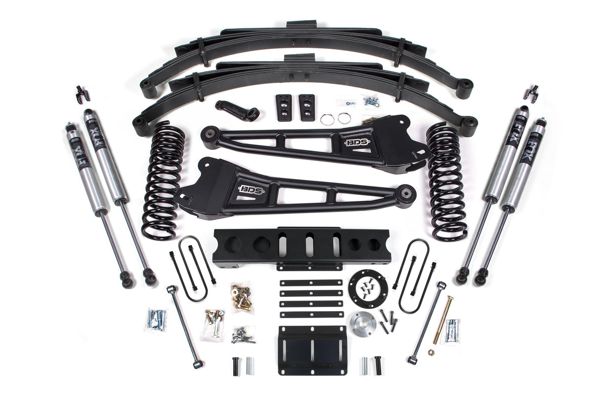 BDS Suspension 13-18 Ram 3500 4WD (Diesel) 6 Inch Radius Arm Suspension Lift Kit, 8-Bolt Indexing Ring, 4.5 Inch Rear Lift, Leaf Spring - Fox 2.5 Performance Elite Series Shocks BDS Suspension (BDS2140FPE)