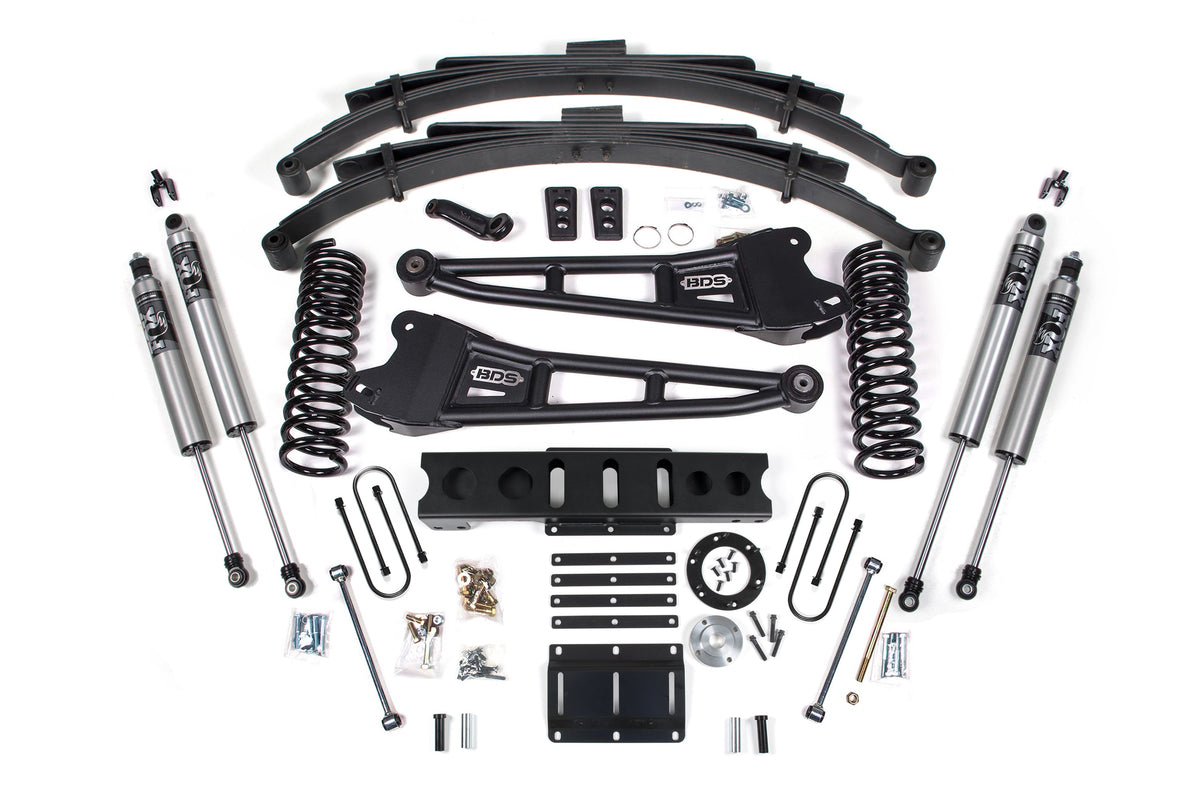 BDS Suspension 13-18 Ram 3500 4WD (Diesel) 6 Inch Radius Arm Suspension Lift Kit, 8-Bolt Indexing Ring, 4.5 Inch Rear Lift, Leaf Spring - NX2 Nitro Series Shocks BDS Suspension (BDS2140H)