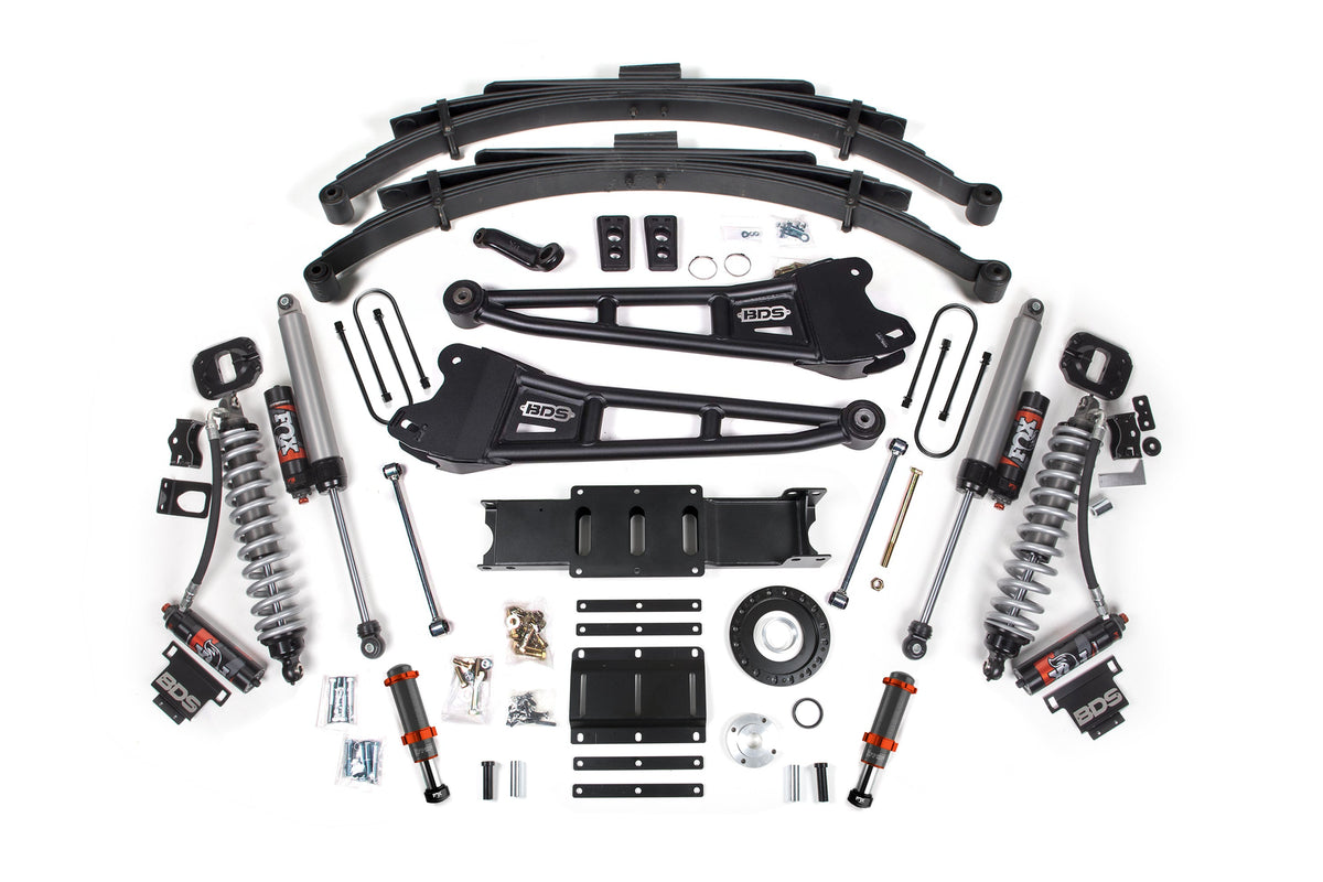 BDS Suspension 13-18 Ram 3500 (Diesel) 6 Inch Coilover Conversion Kit, 4.5 Inch Rear Lift, Leaf Spring, 8 Bolt - Fox 2.5 Performance Elite Series C/O + Fox 2.0 IFP Bump Stop, Fox 2.5 Performance Elite Series Shocks BDS Suspension (BDS2140PESB)