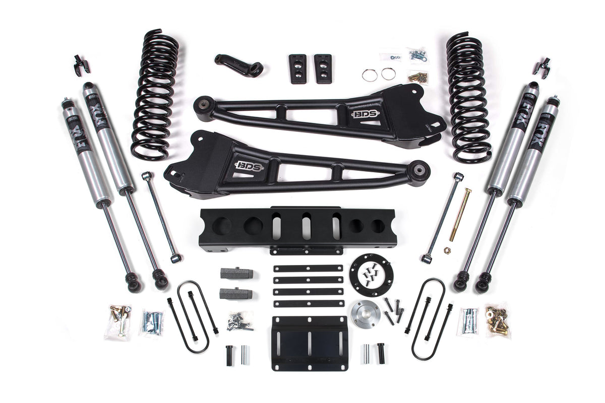 BDS Suspension 13-18 Ram 3500 4WD (Diesel) 6 Inch Radius Arm Suspension Lift Kit, 6-Bolt Indexing Ring, 4.5 Inch Rear Lift, Leaf Spring - Fox 2.5 Performance Elite Series Shocks BDS Suspension (BDS2141FPE)