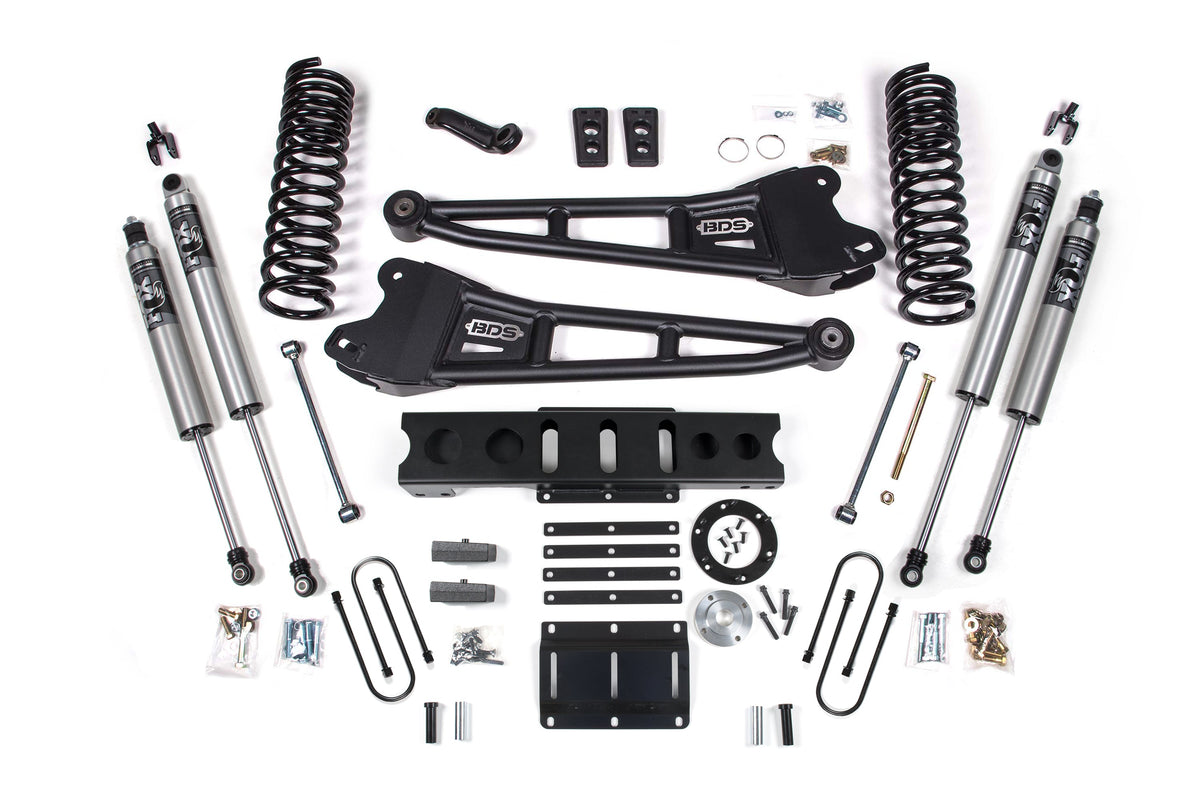 BDS Suspension 13-18 Ram 3500 4WD (Diesel) 6 Inch Radius Arm Suspension Lift Kit, 4 Inch Rear Lift, Block, 6 Bolt - Fox 2.5 IFP Performance Series HTO Shocks BDS Suspension (BDS2142PS)