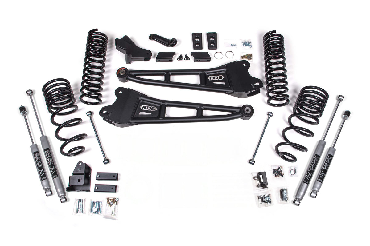 BDS Suspension 25-26 Ram 2500 4WD (Diesel) 4 Inch Radius Arm Suspension Lift Kit, 2.5 Inch Rear Lift, Coil Spring - Fox 2.5 Performance Elite Series Shocks BDS Suspension (BDS2143FPE)