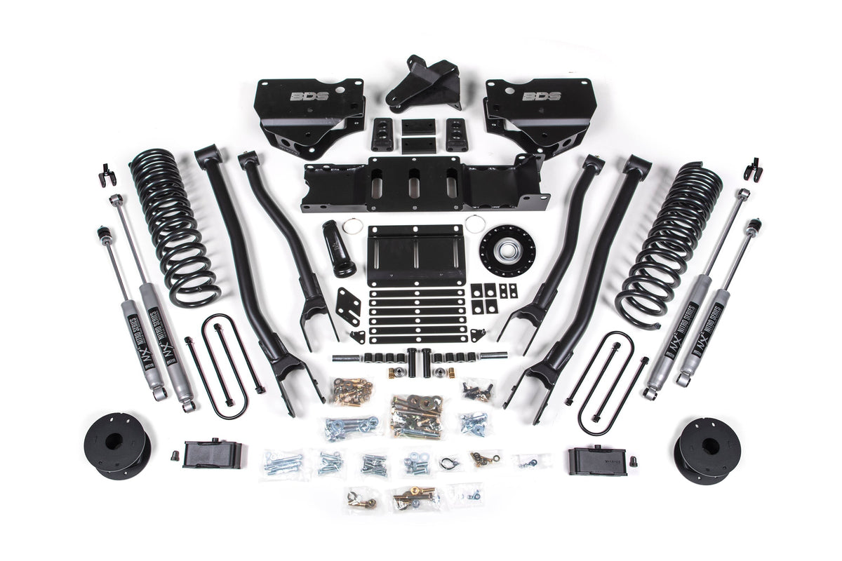 BDS Suspension 25-26 Ram 3500 (Gas) 4 Inch 4-Link Suspension Lift Kit W/ Indexing Ring, 3 Inch Rear Lift, OE Air Bag - NX2 Shocks BDS Suspension (BDS2164H)