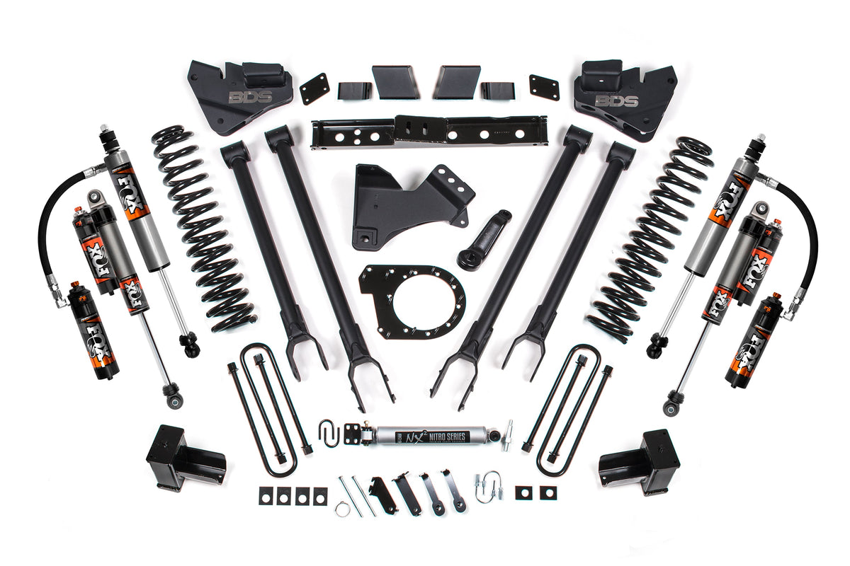 BDS Suspension 7 Inch Lift Kit w/ 4-Link Ford F250/F350 Super Duty 20-22 4WD Diesel Fox 2.5 Performance Elite Shocks (BDS2215FPE)
