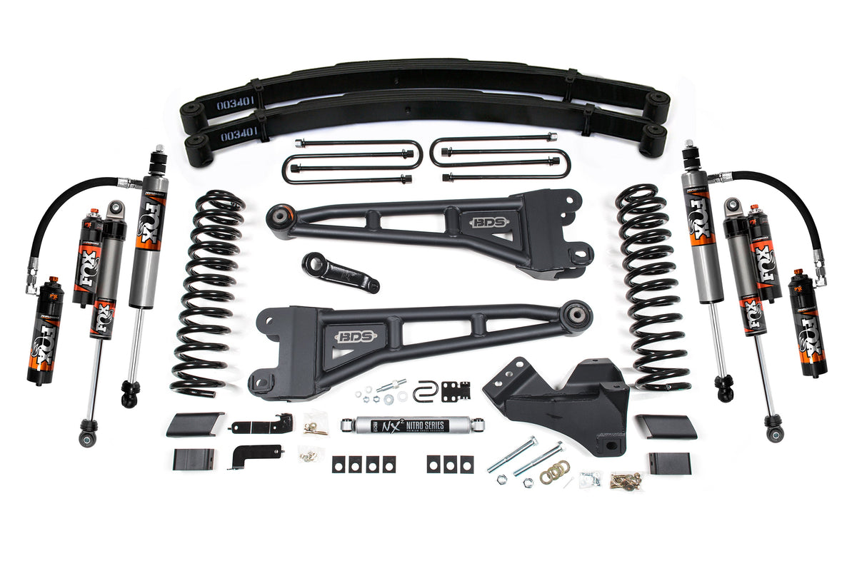 BDS Suspension 4 Inch Lift Kit w/ Radius Arm Ford F250/F350 Super Duty 17-19 4WD Gas Leaf Springs Fox 2.5 Performance Elite Shocks (BDS2235FPE)