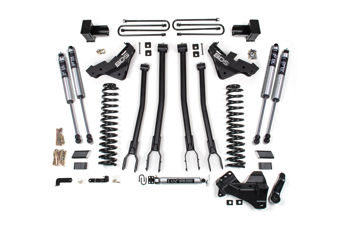 BDS Suspension 23-26 Ford F-250/F-350 Super Duty 4WD 5 Inch 4-Link Suspension Lift Kit, 4 Inch Rear, Leaf Spring, Diesel - NX2 Nitro Series Shocks BDS Suspension (BDS2248H)