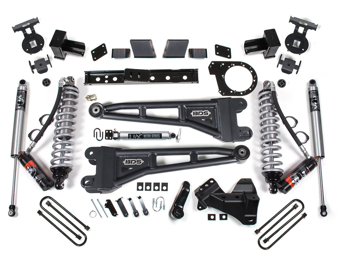 BDS Suspension 23-26 Ford F-250/F-350 SRW 4WD 7 Inch Radius Arm Suspension Lift Kit, 4.5 Inch Rear, Block, Diesel - Fox 2.5 Performance Elite Series C/O Front, Fox 2.5 Performance Elite Series Rear BDS Suspension (BDS2258PES)