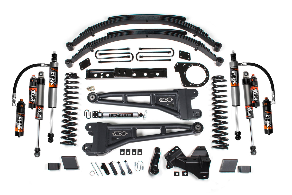 BDS Suspension 23-26 Ford F-250/F-350 SRW 4WD 7 Inch Radius Arm Suspension Lift Kit, 6 Inch Rear, Leaf Spring, Diesel - Fox 2.5 IFP Performance Series Front and Rear BDS Suspension (BDS2259PS)