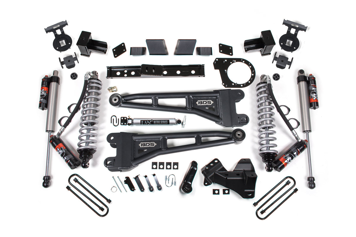 BDS Suspension 23-26 Ford F-350 DRW 4WD 7 Inch Radius Arm Suspension Lift Kit, 5 Inch Rear, Block, Diesel - FOX 2.0 IFP Performance Series Shocks Front and Rear BDS Suspension (BDS2260FS)
