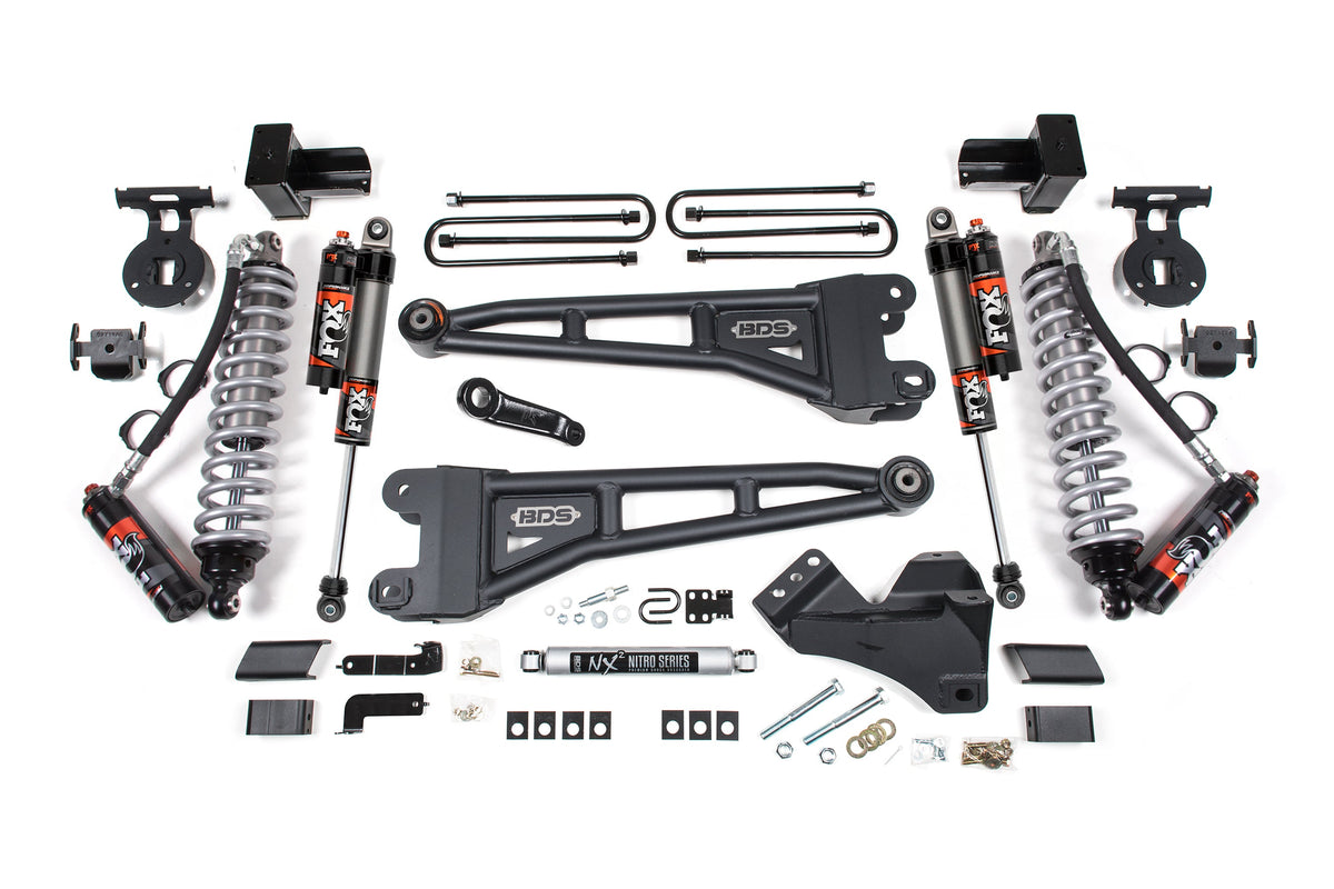 BDS Suspension 23-26 Ford F-350 DRW 4WD 5 Inch Radius Arm Suspension Lift Kit, 3 Inch Rear, Block, Diesel - Fox 2.5 Performance Elite Series C/O Front, Fox 2.5 Performance Elite Series Rear Shocks BDS Suspension (BDS2261PES)