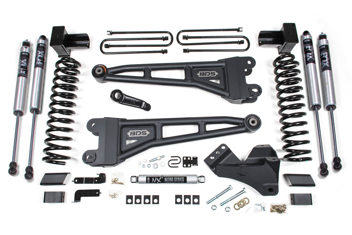 BDS Suspension 23-26 Ford F-350 DRW 4WD 5 Inch Radius Arm Suspension Lift Kit, 3 Inch Rear, Block, Gas - Fox 2.0 IFP Performance Series Front and Rear Shocks BDS Suspension (BDS2262FS)