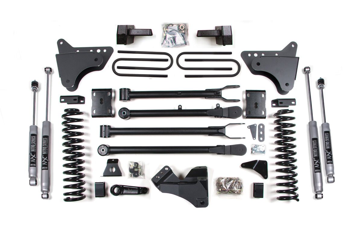 BDS Suspension 4 Inch Lift Kit w/ 4-Link Ford F250/F350 Super Duty 11-16 4WD Gas Block NX2 Nitro (BDS580H)