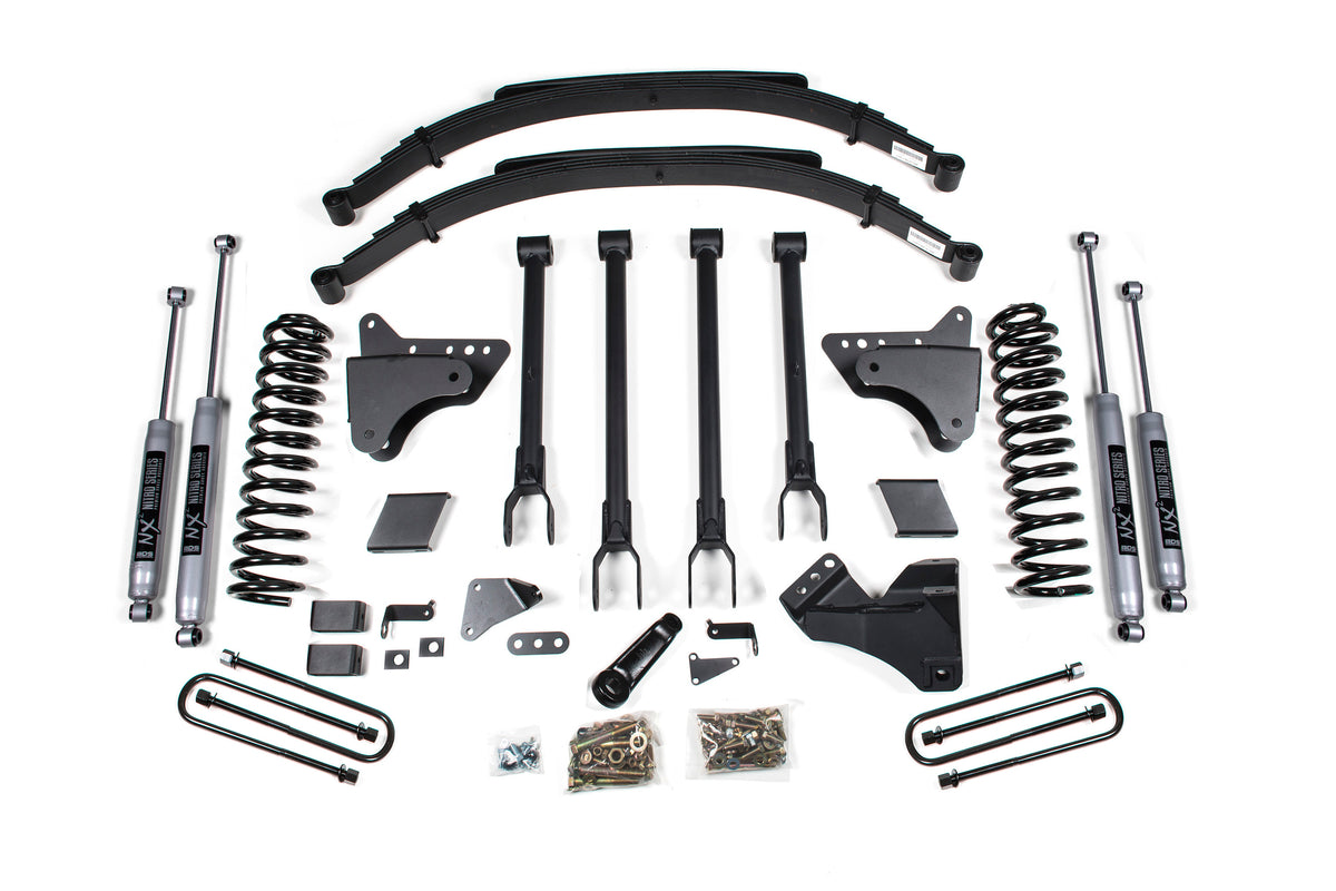 BDS Suspension 6 Inch Lift Kit w/ 4-Link Ford F250/F350 Super Duty 11-16 4WD Gas 3 Inch Rear Blocks NX2 Nitro (BDS587H)