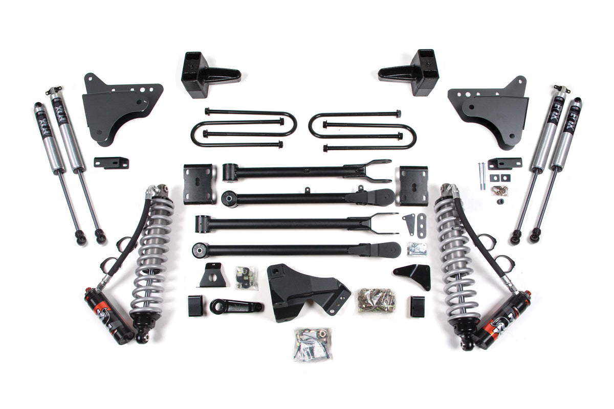 BDS Suspension 4 Inch Lift Kit w/ 4-Link FOX 2.5 Performance Elite Coil-Over Conversion Ford F250/F350 Super Duty 11-16 4WD Diesel Rear Leaf Springs (BDS593FPE)