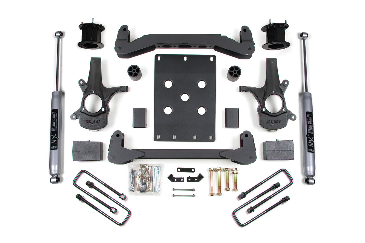 BDS Suspension 07-13 Chevrolet Silverado 1500 - GMC Sierra 1500 2WD 4.5 Inch Suspension Lift Kit, 3 Inch Rear Lift, Block, NX2 Nitro Series Shocks BDS Suspension (BDS704H)