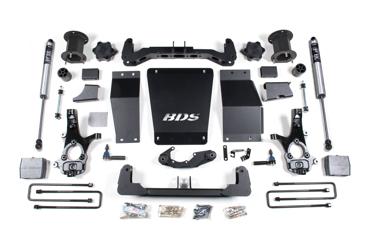 BDS Suspension 14-18 Chevrolet Silverado 1500 - GMC Sierra 1500 4WD 6.5 Inch Suspension Lift Kit (Cast Steel), 4 Inch Rear Lift, Block, Fox 2.0 IFP Performance Series Shocks BDS Suspension (BDS706FS)