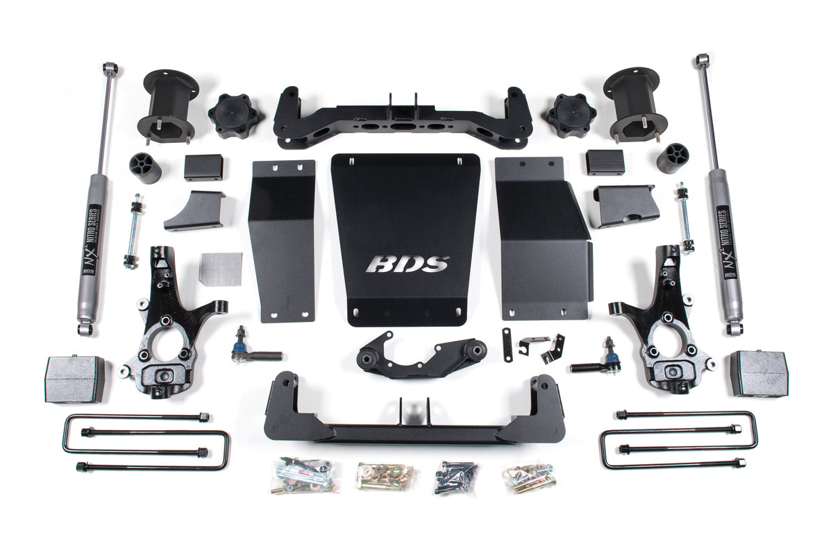 BDS Suspension 14-18 Chevrolet Silverado 1500 - GMC Sierra 1500 4WD 6.5 Inch Suspension Lift Kit (Cast Steel), 4 Inch Rear Lift, Block, NX2 Nitro Series Shocks BDS Suspension (BDS706H)