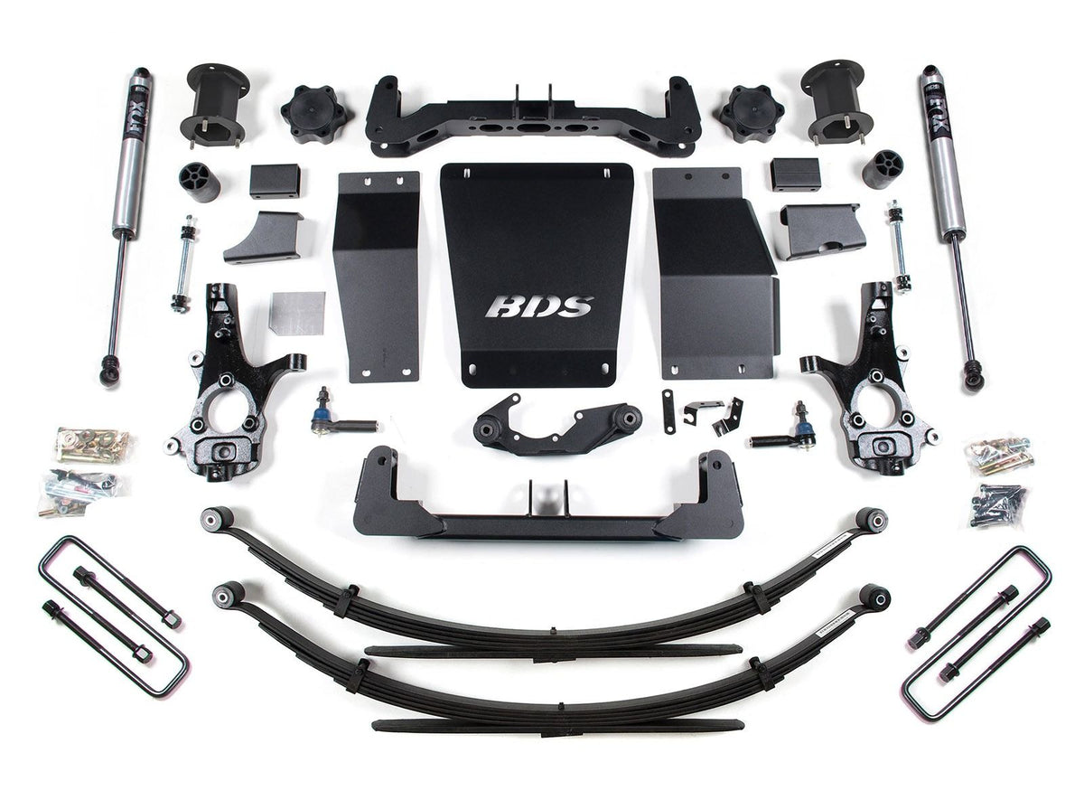 BDS Suspension 14-18 Chevrolet Silverado 1500 - GMC Sierra 1500 4WD 6.5 Inch Suspension Lift Kit (Aluminum / Stamped Steel), 4 Inch Rear Lift, Leaf Springs, Fox 2.0 IFP Performance Series Shocks BDS Suspension (BDS709FS)
