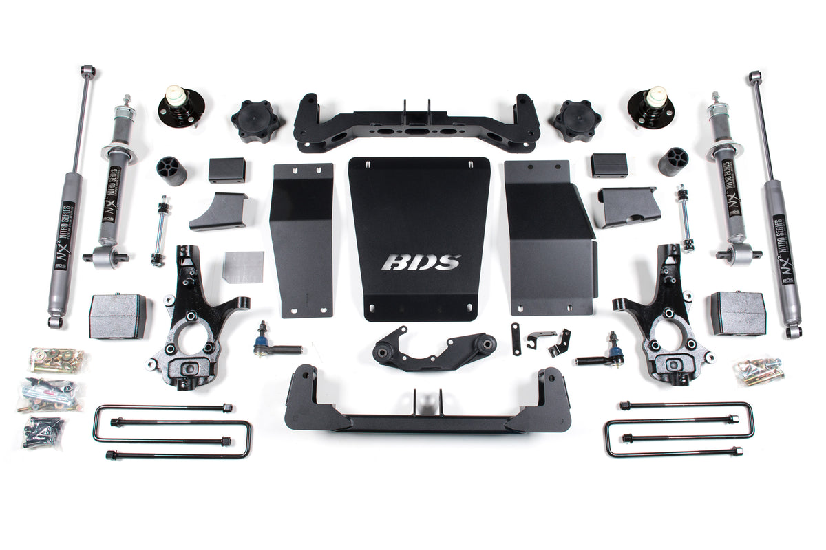 BDS Suspension 6 Inch Lift Kit Silverado/Sierra 1500 14-18 4WD Aluminum/Stamped Steel Control Arm Block NX2 Nitro (BDS711H)