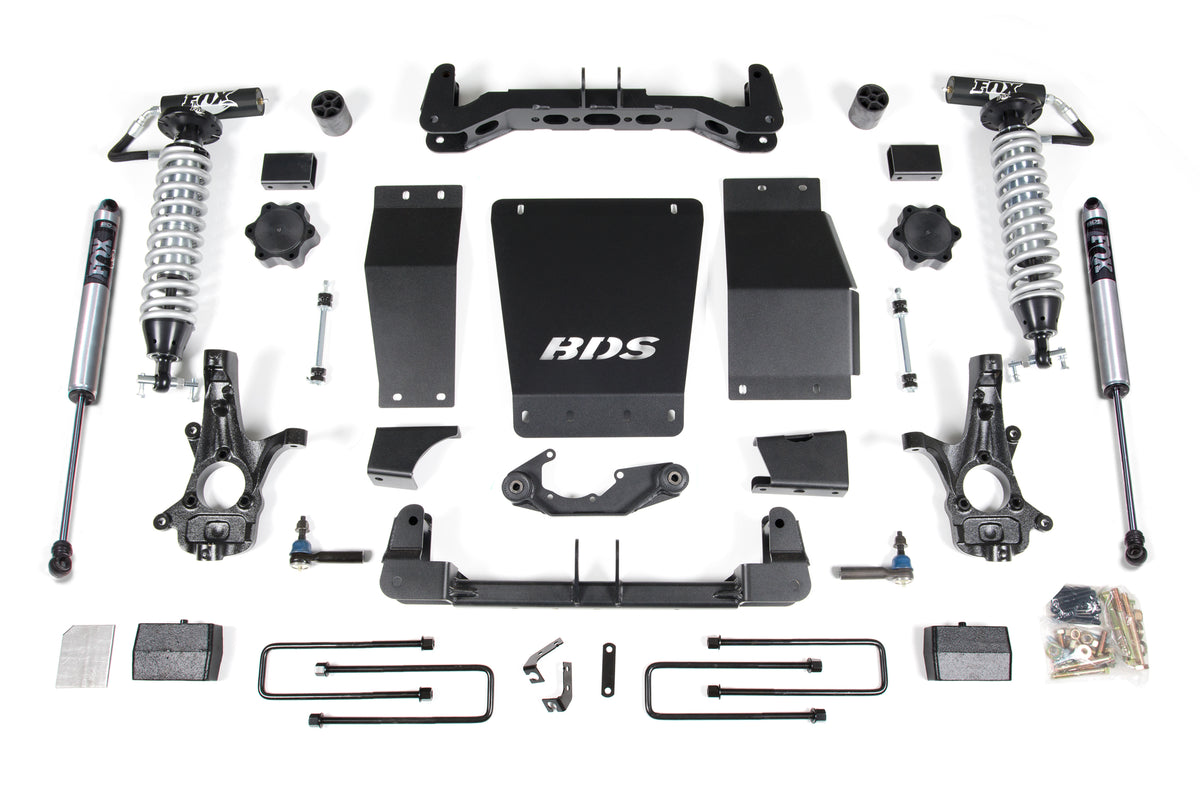 BDS Suspension 4 Inch Lift Kit FOX 2.5 Coil-Over Silverado/Sierra 1500 14-18 4WD Block Kit Cast Steel Control Arm Fox 2.5 Performance Shocks (BDS712FDSC)