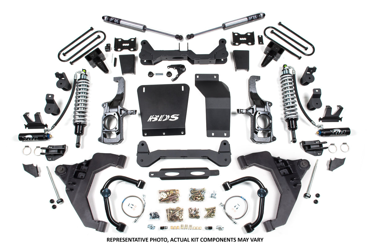BDS Suspension 11-19 Chevrolet Silverado 2500HD/3500HD - GMC Sierra 2500HD/3500HD 4WD (Diesel) 6.5 Inch Coilover Conversion Kit, 3 Inch Rear Lift, Block with Overload - Fox 2.5 Performance Elite Series C/O, Fox 2.0 IFP Performance Series (BDS730PSS)
